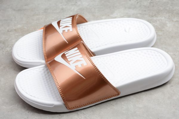 Womens Nike Benassi Jdi Gold White Cheap Sale 343881-108-5