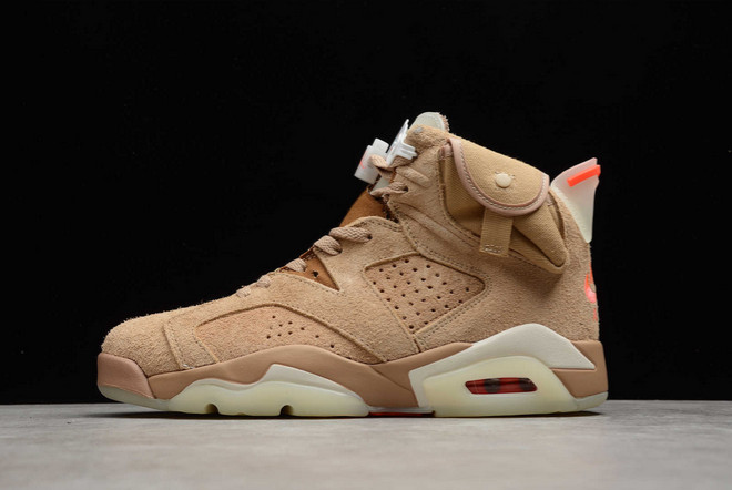 Best Selling Travis Scott x Air Jordan 6 "British Khaki" Unisex Sneakers DH0690-200