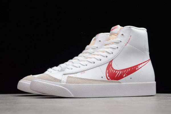 Fashion Nike Blazer Mid 77 Sketch White Red Outlet Sale CW7580-100-2