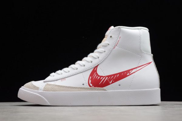 Fashion Nike Blazer Mid 77 Sketch White Red Outlet Sale CW7580-100