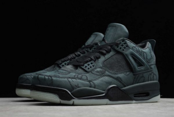 New KAWS x Air Jordan 4 Black/Black Outlet Sale A930155-001-2