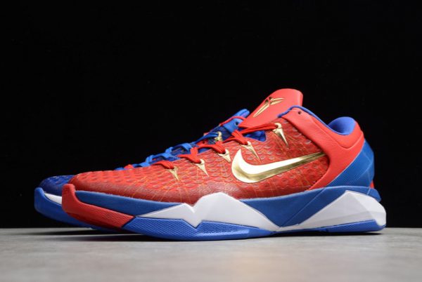 New Sale Nike Zoom Kobe 7 VII Red/Royal Blue-Metallic Gold 488371-406-4