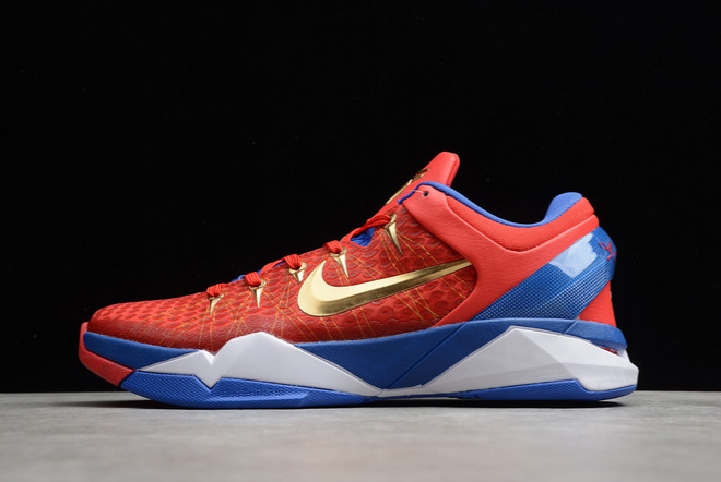 New Sale Nike Zoom Kobe 7 VII Red/Royal Blue-Metallic Gold 488371-406