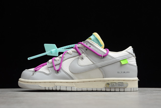 Shop New Release Off-White x Nike Dunk Low “21 of 50” Beige Grey Purple DM1602-100