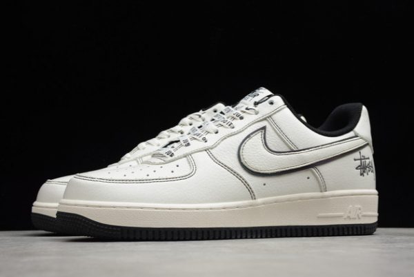 2021 Release Stussy x Nike Air Force 1 Low Beige Black Jointly For Cheap UN1635-702-2