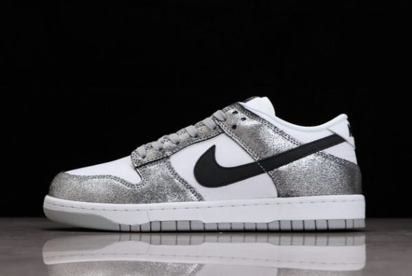 Cheap Sale Nike Dunk Low “Shimmer” Cracked Leather Silver White DO5882-001