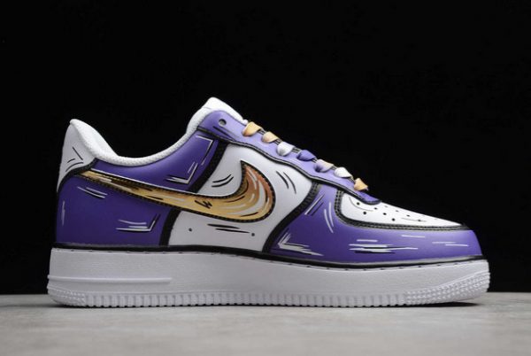 New Release Nike Air Force 1 07 Purple/White-Metallic Gold Outlet Sale CW2288-216-1