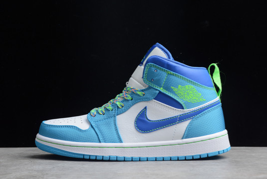 New Release Air Jordan 1 Mid Blue Neon Green For Sale DA8010-400