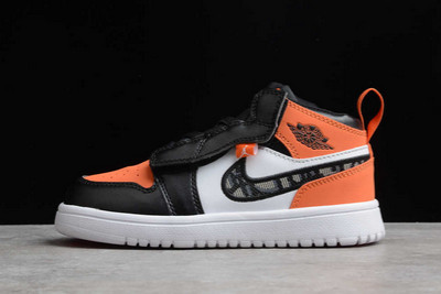 Cheap Sale Kids Air Jordan 1 Mid Black White Orange Shoes CN8607-018