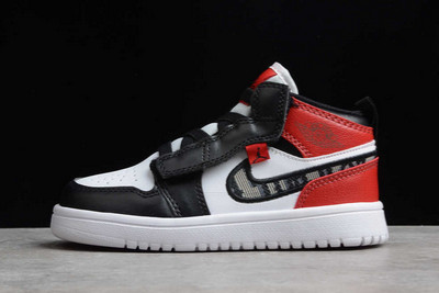 Cheap Sale Kids Air Jordan 1 Mid White Red Black Shoes CN8607-006