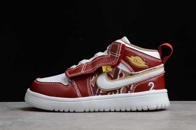 Cheap Sale Kids Air Jordan 1 Mid White Red Metallic Gold Shoes CN8607-004