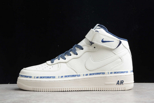 New Release Uninterrupted x Nike Air Force 1 Mid 3M Beige Dark Blue Sale NU8802-303