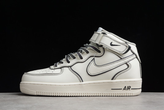 Brand New Nike Air Force 1 Mid Beige/Black Sneakers AQ2898-008