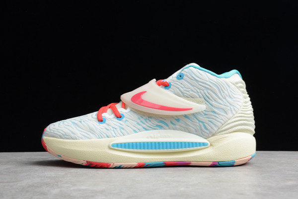 Men's Size Nike KD 14 “Multicolor” CZ0170-700 White/Aqua Blue-Red