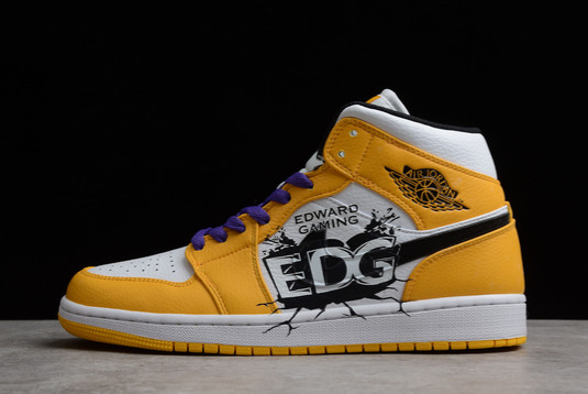 Nike Air Jordan 1 Mid EDG Lakers BQ6931-700 White/Yellow-Purple-Black