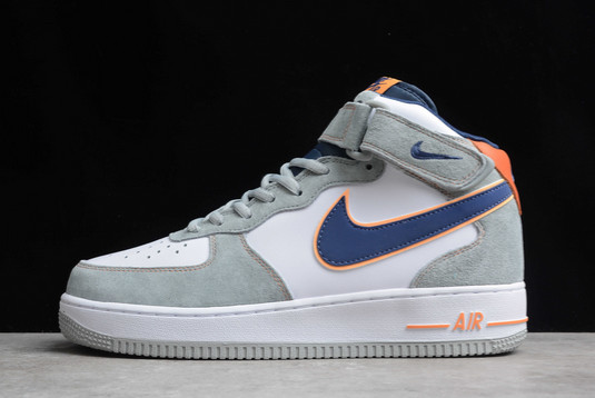 High Quality Nike Air Force 1 ’07 Mid Grey/Dark Blue-Orange CQ5059-203