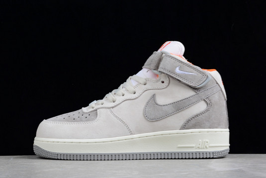 Men/Women Nike Air Force 1 07 Mid Off-White/Grey-Orange Outlet CQ5059-105