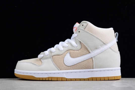 Newest Nike SB Dunk High “Unbleached” White/Tan Skateboard Shoes DA9626-100