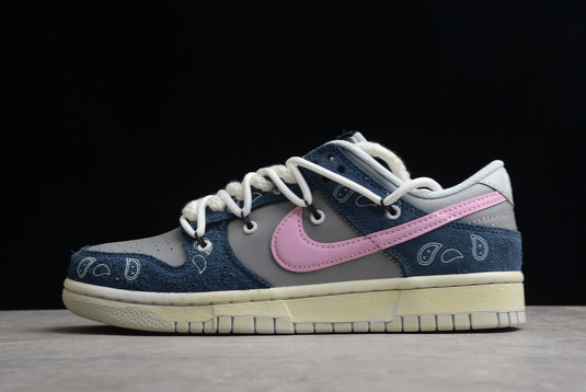 New 2022 Nike Dunk Low Retro PRM DH7913-001 Midnight Navy/Grey-Pink