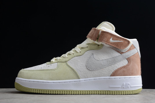 2022 Nike Air Force 1 Mid AL6896-558 Beige/Grass Green-Light Grey-Brown