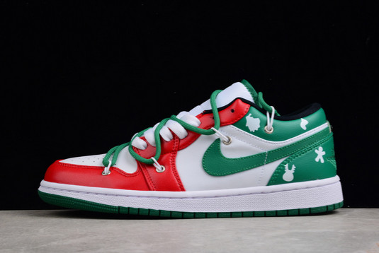 Cheap 2022 Air Jordan 1 Low “Christmas” 553558-129 White/Stadium Green-Black