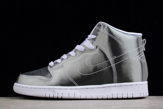 Latest 2022 Clot x Nike Dunk High Metallic Silver/White Skateboard Shoes DH4444-900