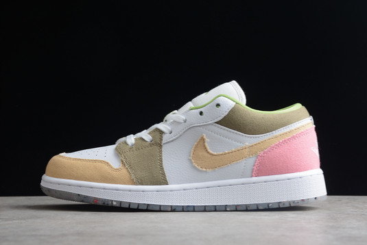 2022 Air Jordan 1 Low Pastel Grind White/Tan-Pink Girls Size DJ0341-100