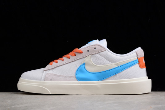 Fashion 2022 Sacai x Nike Blazer Low White Blue Orange BV0076-104