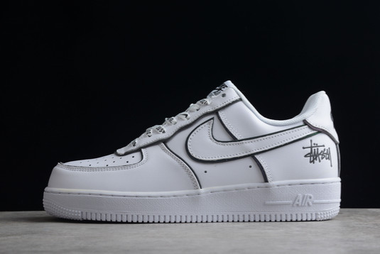 Men and Women Nike Air Force 1 Low Stussy White Black BQ6425-109