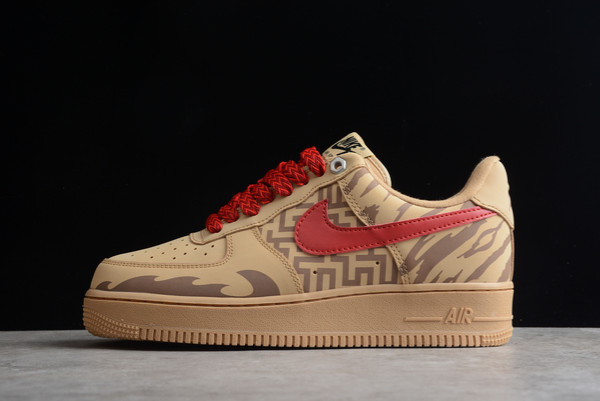 New 2022 Nike Air Force 1 ’07 WB Wheat Flax Red CJ9179-201