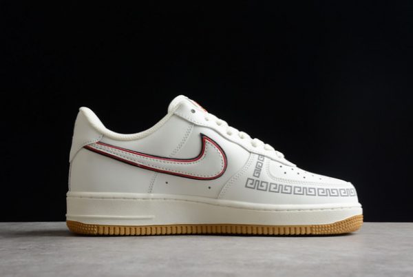 2022 Nike Air Force 1 ’07 Low Beige Black Red For Cheap CH9686-668-1