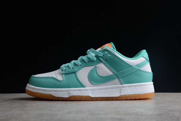 2022 Nike Dunk Low White/Turquoise-Orange Skateboard Shoes DV2190-100