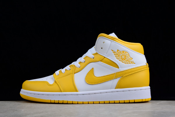 Best Selling Air Jordan 1 Mid White/Yellow Basketball Shoes BQ6472-117