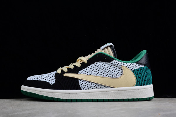 DM7866-316 Fragment Design x Travis Scott x Air Jordan 1 Low OG SP Black/Green Toe