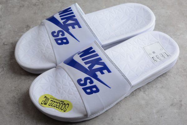 Latest Release Nike SB Benassi White Blue Online 840067-102-5