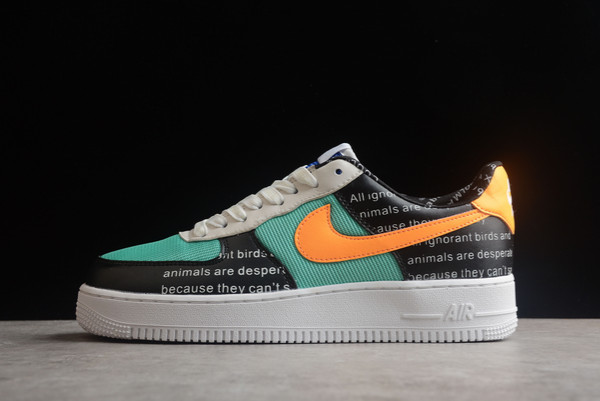 CI0057-100 Nike Air Force 1 Low Black/Blue-Cream-Orange Outlet Sale