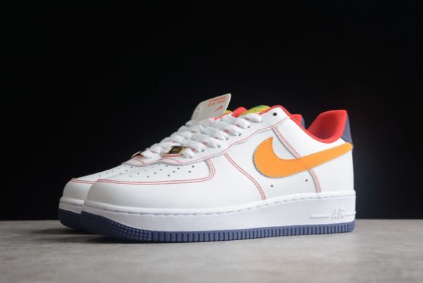 Discount Nike Air Force 1 ’07 White/Red-Orange-Navy Sneakers AF1234-010-2