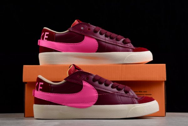 Fashion 2022 Nike Blazer Low Jumbo Burgundy/Hot Pink DQ1470-600-4