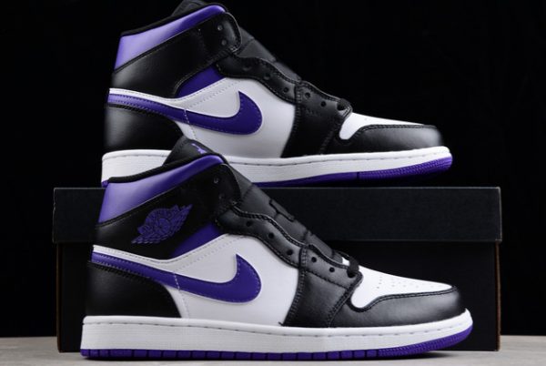 New Arrive 2022 Air Jordan 1 Mid White/Black-Court Purple 554724-095-2