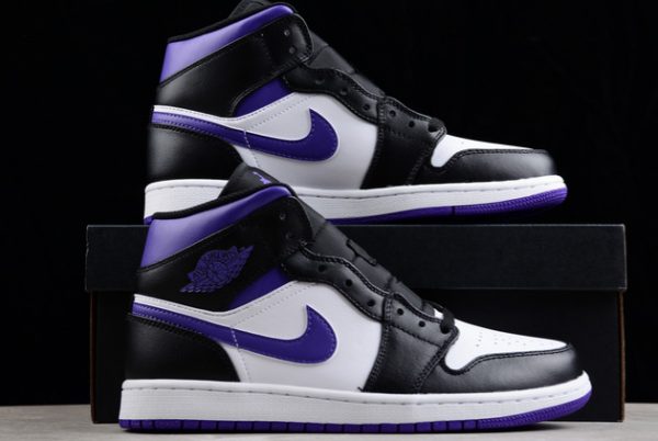 New Arrive 2022 Air Jordan 1 Mid White/Black-Court Purple 554724-095-4