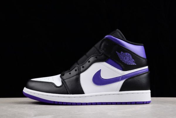 New Arrive 2022 Air Jordan 1 Mid White/Black-Court Purple 554724-095