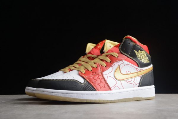 Where To Buy Air Jordan 1 Mid XQ White/Gold Dust-Sport Red-Black DV0576-176-2