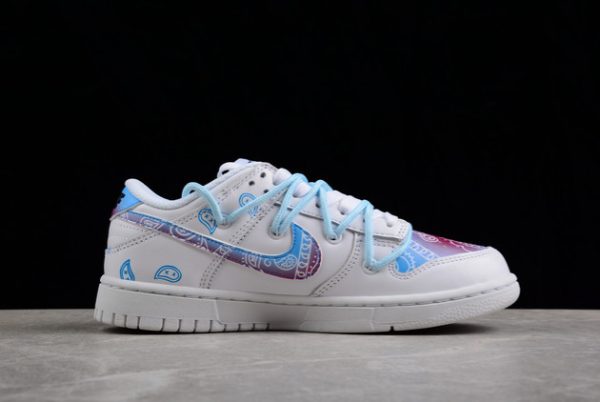 DD1503-109 Men and Women Nike Dunk Low Paisley White Blue Purple-1