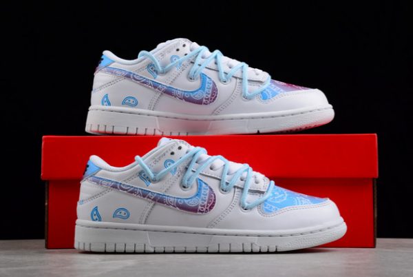 DD1503-109 Men and Women Nike Dunk Low Paisley White Blue Purple-4