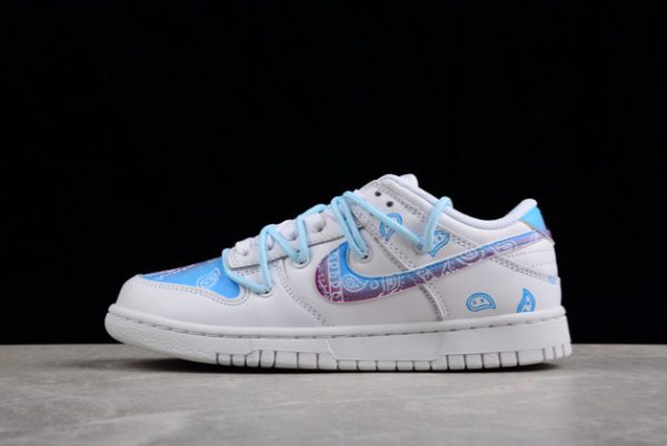 DD1503-109 Men and Women Nike Dunk Low Paisley White Blue Purple