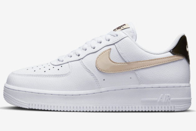 Nike Air Force 1 Low White Tan Patent Unisex Sneakers FD9873-100