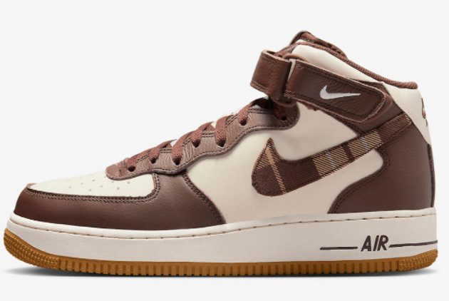 Discount 2022 Nike Air Force 1 Mid “Brown Plaid” Unisex Sneakers DV0792-100