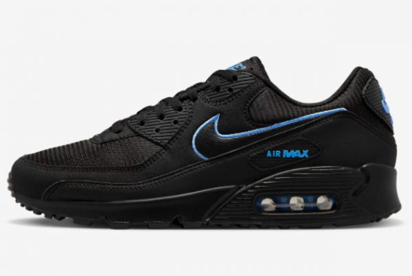 2023 Nike Air Max 90 Black/University Blue Lifestyle Shoes FJ4218-001