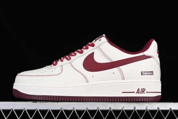 Buy 2023 Supreme x Nike Air Force 1 07 Low Off White Dark Red SU0220-013 Basketball Shoes