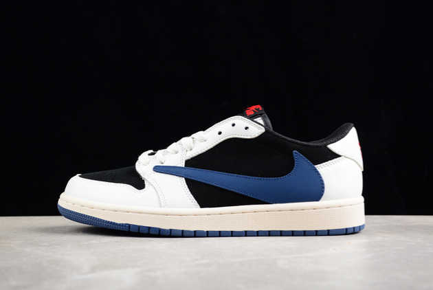 Buy Cheap Travis Scott x Air Jordan 1 Low OG AJ1 White Black Blue DM7866-040 Basketball Shoes